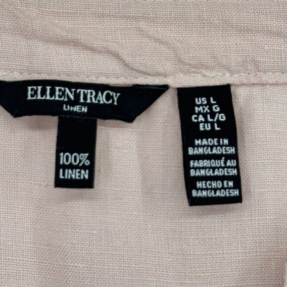 Ellen Tracy Womens Linen Blush Pink Long Sleeve Tunic Top  size large lagenlook - Picture 3 of 12